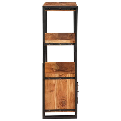 vidaXL Bookshelf with Doors Brown Solid Acacia Wood and Metal