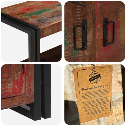 vidaXL Bookshelf with Doors Brown Solid Reclaimed Wood and Metal