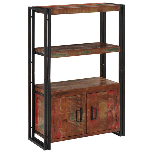 vidaXL Bookshelf with Doors Brown Solid Reclaimed Wood and Metal