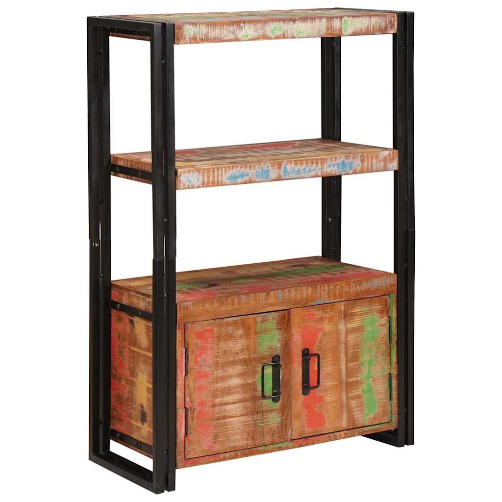vidaXL Bookshelf with Doors Brown Solid Reclaimed Wood and Metal