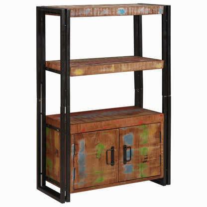 vidaXL Bookshelf with Doors Brown Solid Reclaimed Wood and Metal
