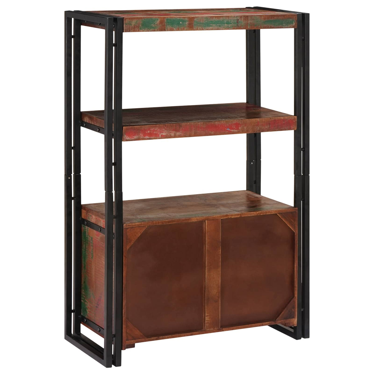 vidaXL Bookshelf with Doors Brown Solid Reclaimed Wood and Metal