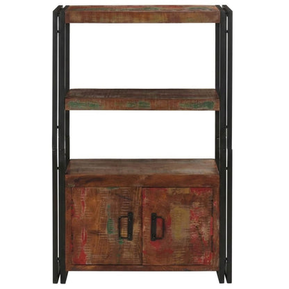 vidaXL Bookshelf with Doors Brown Solid Reclaimed Wood and Metal