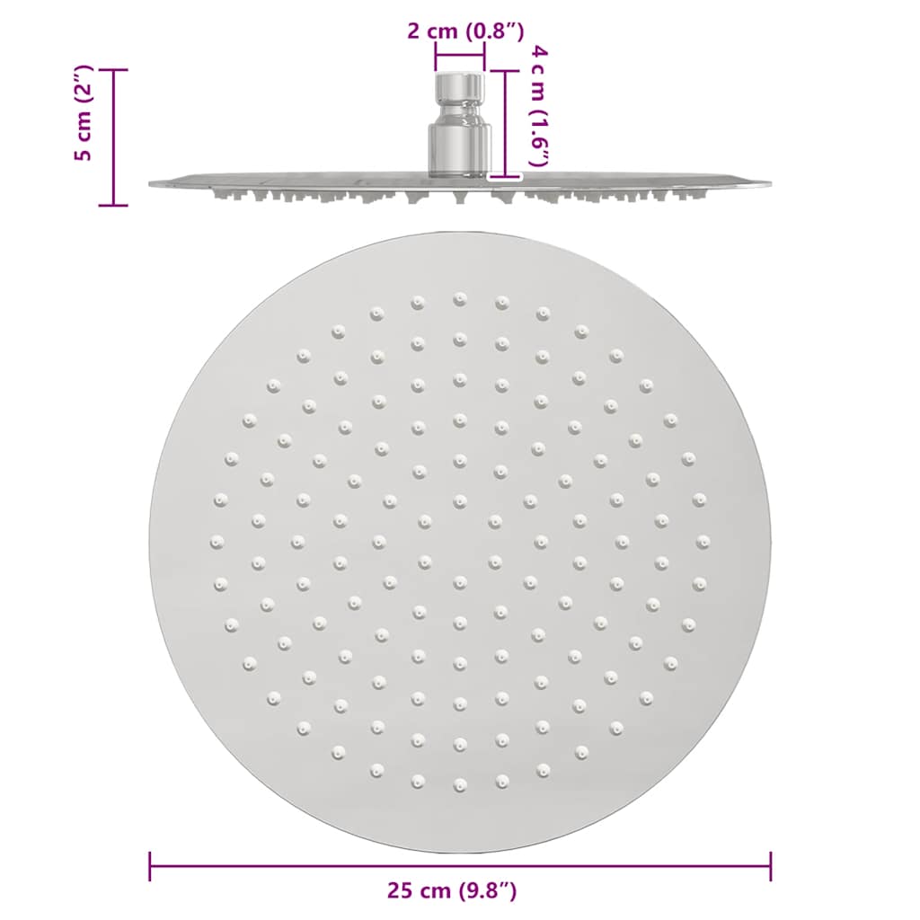 vidaXL Rain Shower Head Stainless Steel 304 25 cm Round