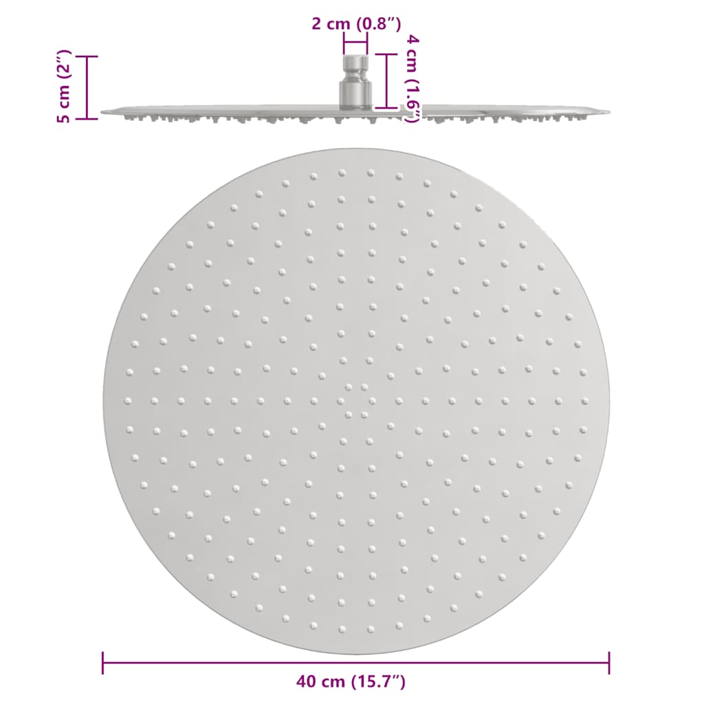 vidaXL Rain Shower Head Stainless Steel 304 40 cm Round