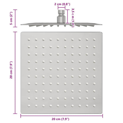 vidaXL Rain Shower Head Stainless Steel 304 20x20 cm Square