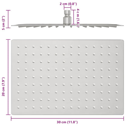 vidaXL Rain Shower Head Stainless Steel 304 30x20 cm Rectangular