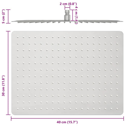 vidaXL Rain Shower Head Stainless Steel 304 40x30 cm Rectangular