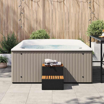 vidaXL Hot Tub Step Black 50x50x50,5 cm Poly Rattan and Solid Acacia
