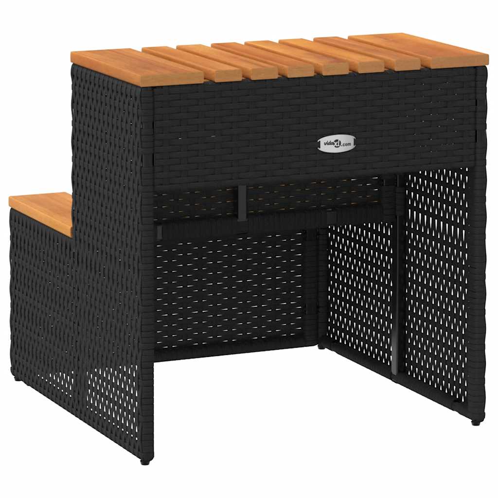 vidaXL Hot Tub Step Black 50x50x50,5 cm Poly Rattan and Solid Acacia