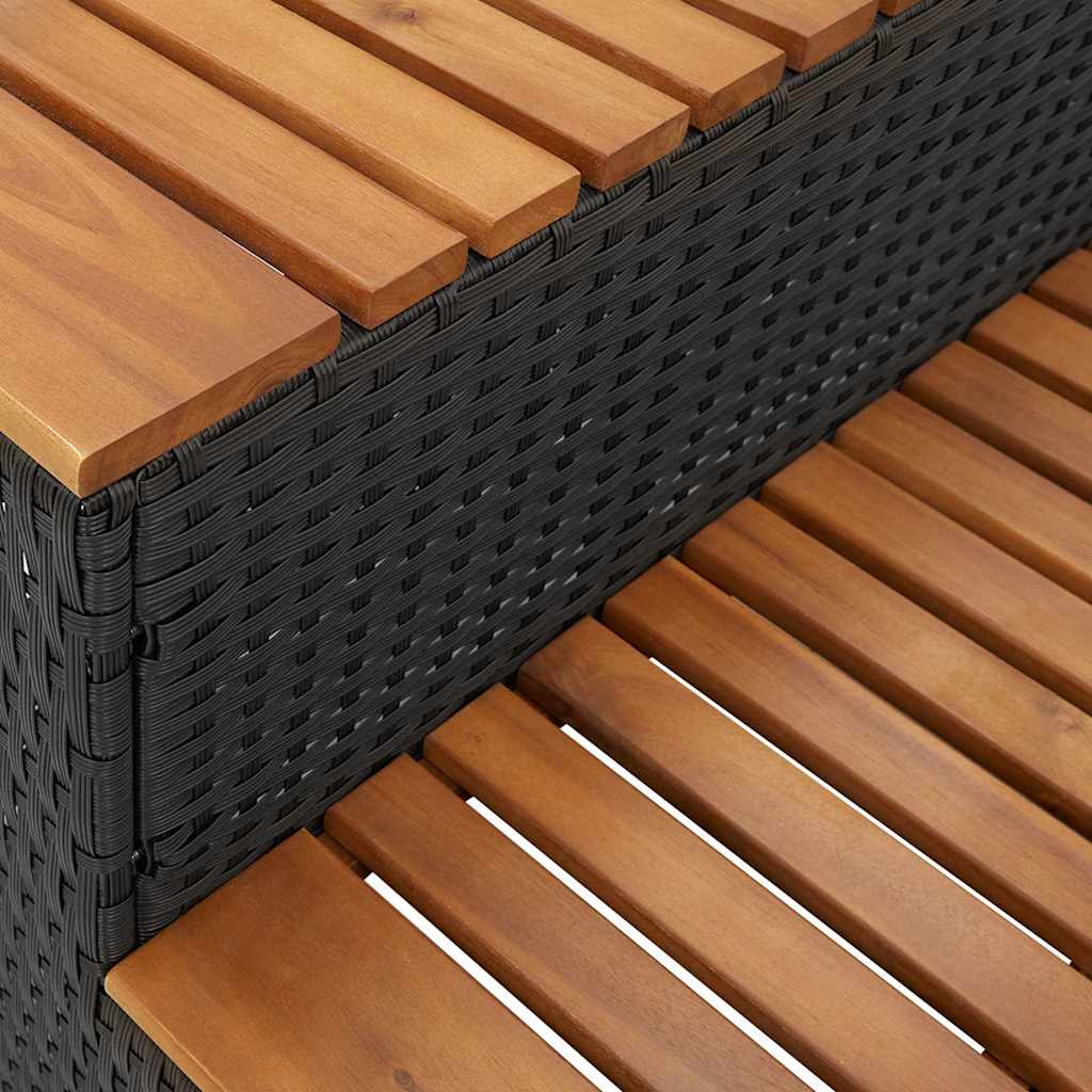 vidaXL Hot Tub Step Black 50x50x50,5 cm Poly Rattan and Solid Acacia