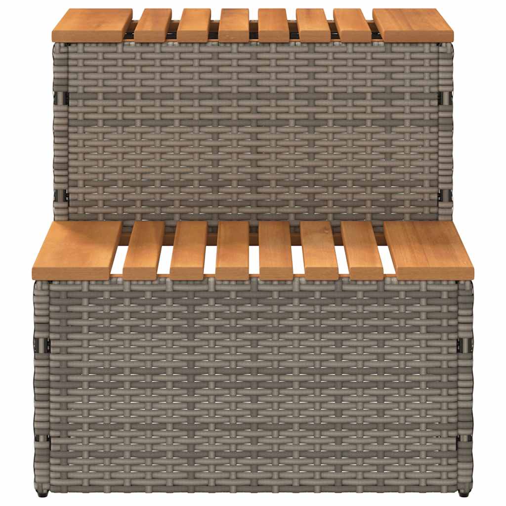 vidaXL Hot Tub Step Grey 50x50x50,5 cm Poly Rattan and Solid Acacia
