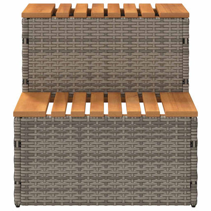 vidaXL Hot Tub Step Grey 50x50x50,5 cm Poly Rattan and Solid Acacia