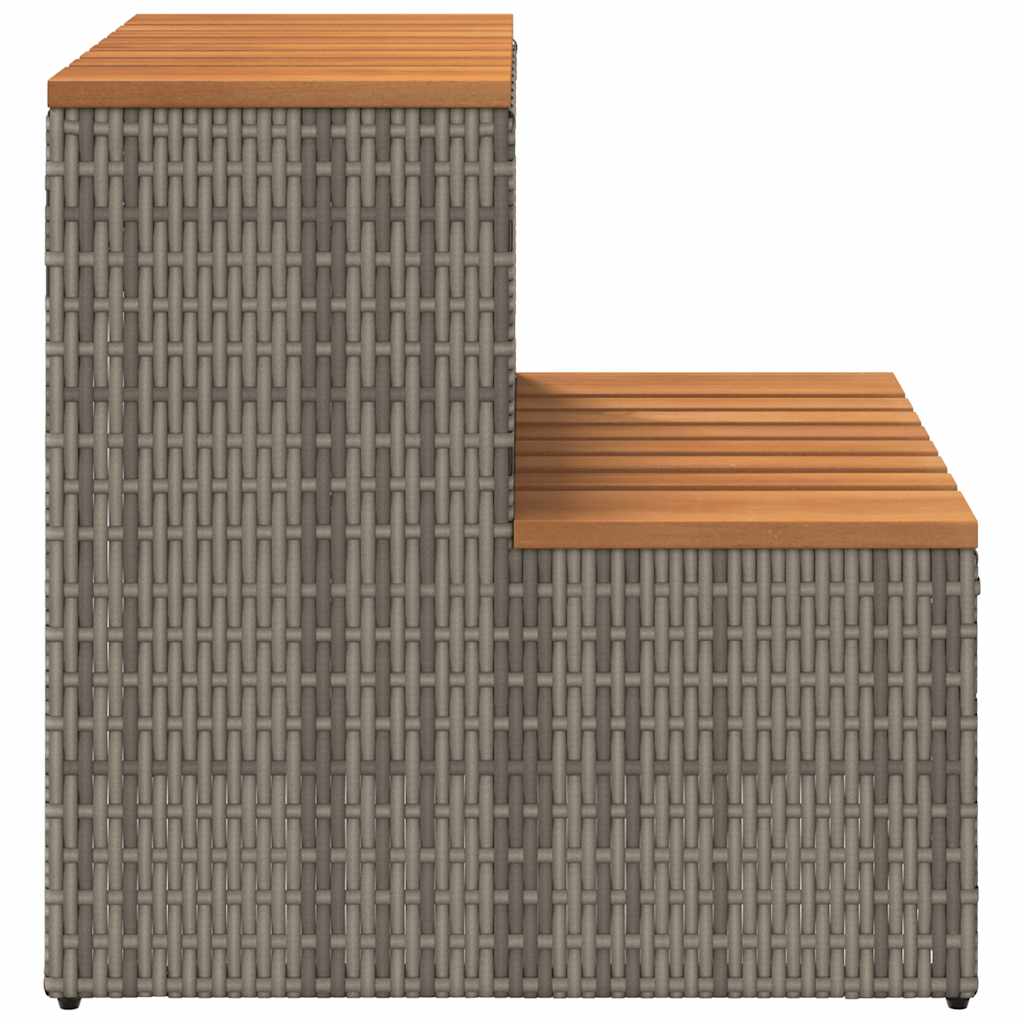 vidaXL Hot Tub Step Grey 50x50x50,5 cm Poly Rattan and Solid Acacia