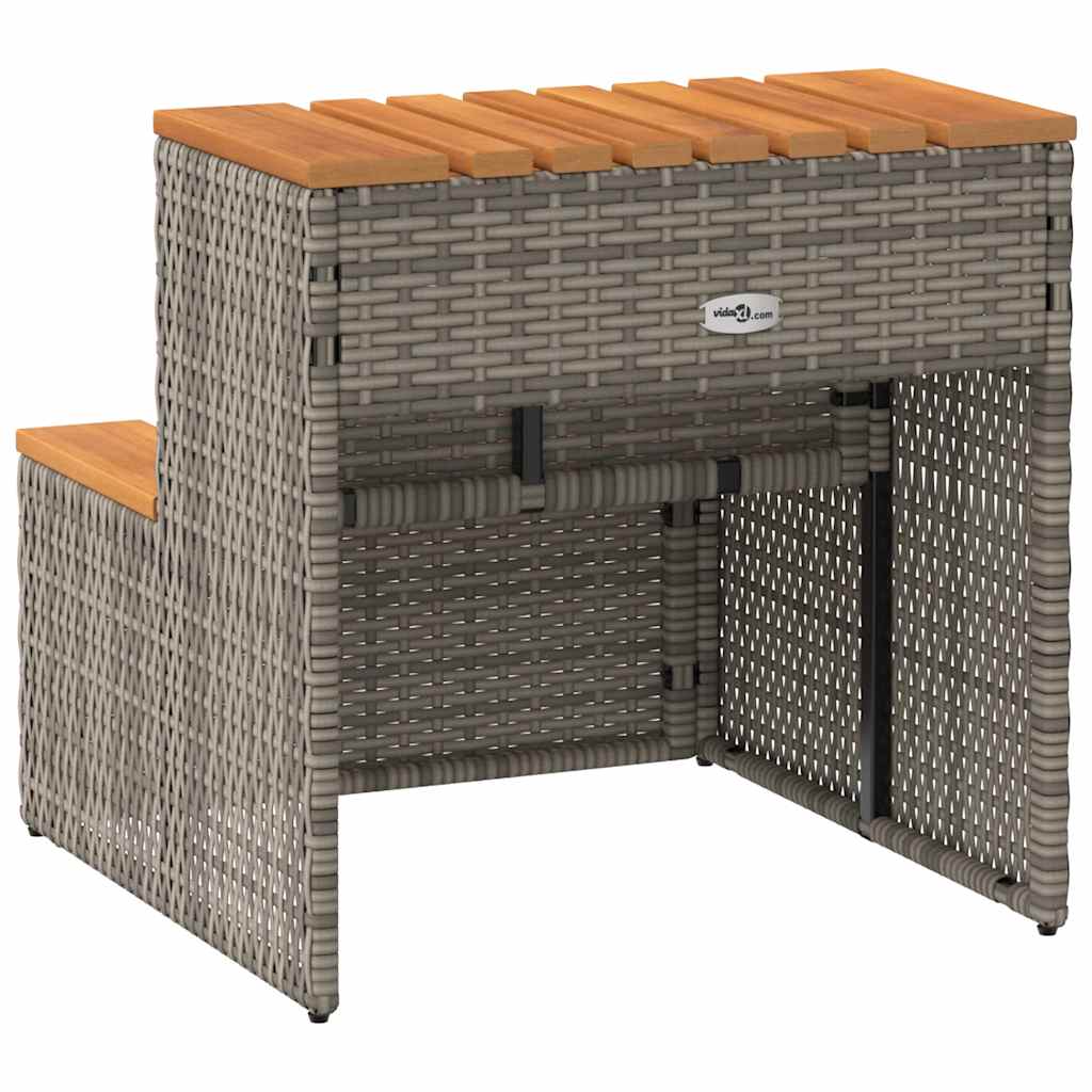 vidaXL Hot Tub Step Grey 50x50x50,5 cm Poly Rattan and Solid Acacia