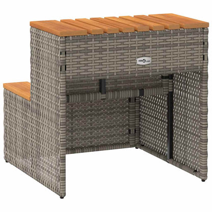 vidaXL Hot Tub Step Grey 50x50x50,5 cm Poly Rattan and Solid Acacia