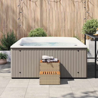 VidaXL Hot Tub Step Beige 50cm Poly Rattan & Acacia Wood - 2-Step Spa Entry Safety