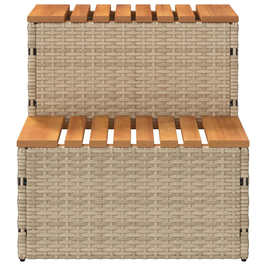 VidaXL Hot Tub Step Beige 50cm Poly Rattan & Acacia Wood - 2-Step Spa Entry Safety