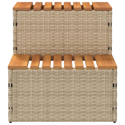VidaXL Hot Tub Step Beige 50cm Poly Rattan & Acacia Wood - 2-Step Spa Entry Safety