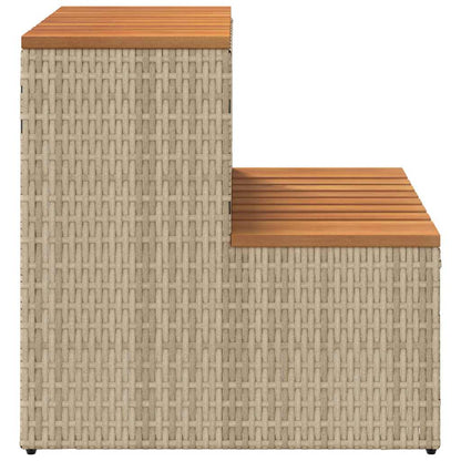 VidaXL Hot Tub Step Beige 50cm Poly Rattan & Acacia Wood - 2-Step Spa Entry Safety