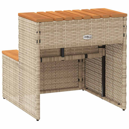 VidaXL Hot Tub Step Beige 50cm Poly Rattan & Acacia Wood - 2-Step Spa Entry Safety
