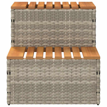 vidaXL Hot Tub Step Light Grey 50x50x50,5 cm Poly Rattan and Solid Acacia