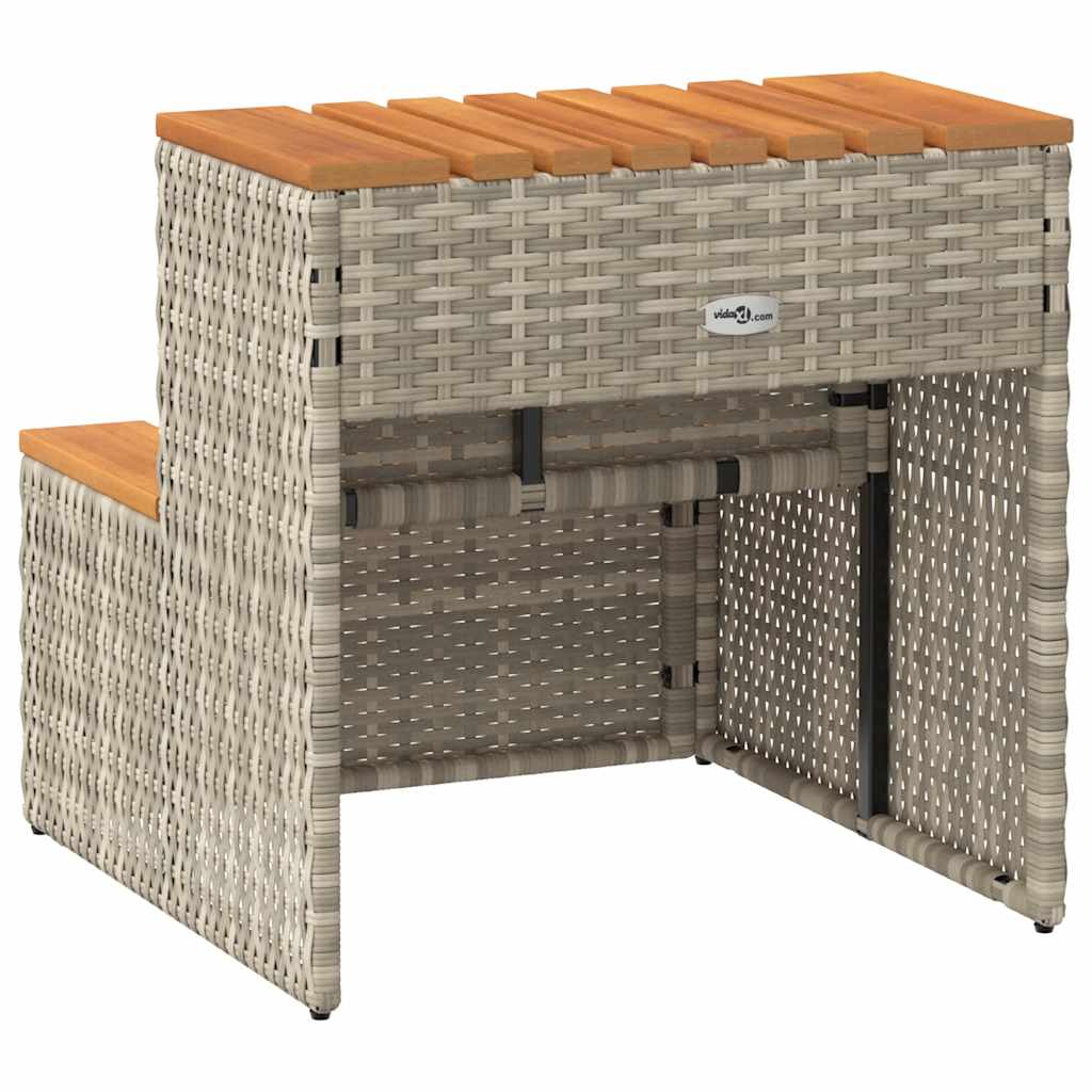 vidaXL Hot Tub Step Light Grey 50x50x50,5 cm Poly Rattan and Solid Acacia