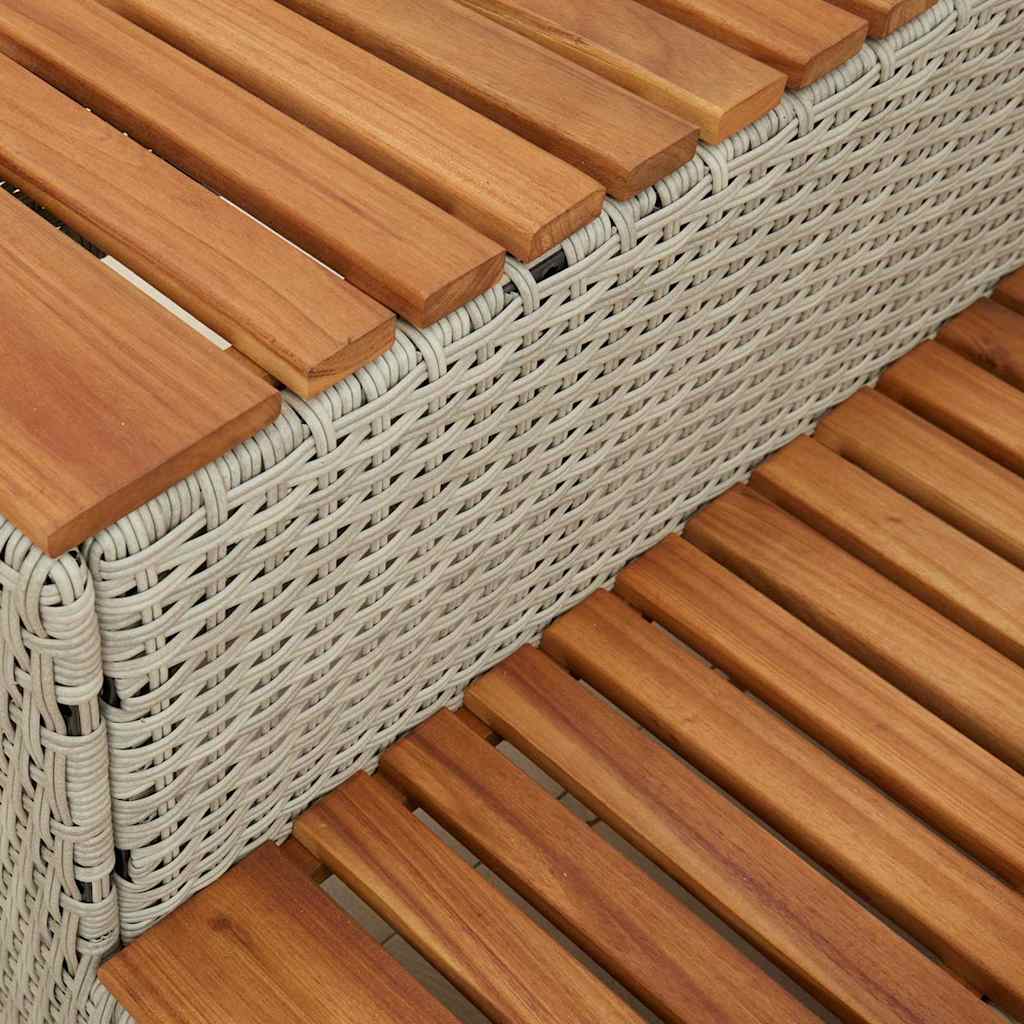 vidaXL Hot Tub Step Light Grey 50x50x50,5 cm Poly Rattan and Solid Acacia