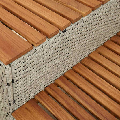 vidaXL Hot Tub Step Light Grey 50x50x50,5 cm Poly Rattan and Solid Acacia