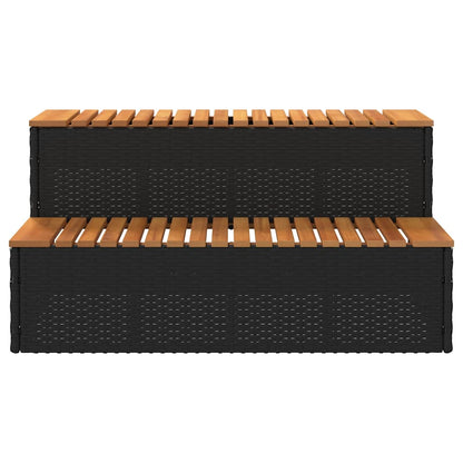 vidaXL Hot Tub Step Black 100x50x50,5 cm Poly Rattan and Solid Acacia