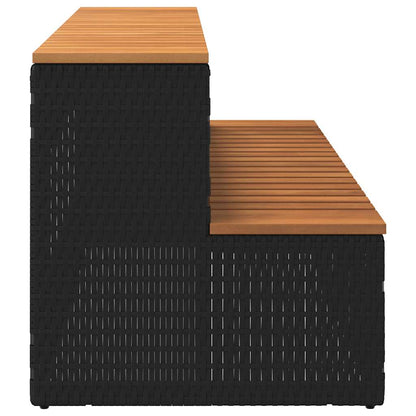 vidaXL Hot Tub Step Black 100x50x50,5 cm Poly Rattan and Solid Acacia