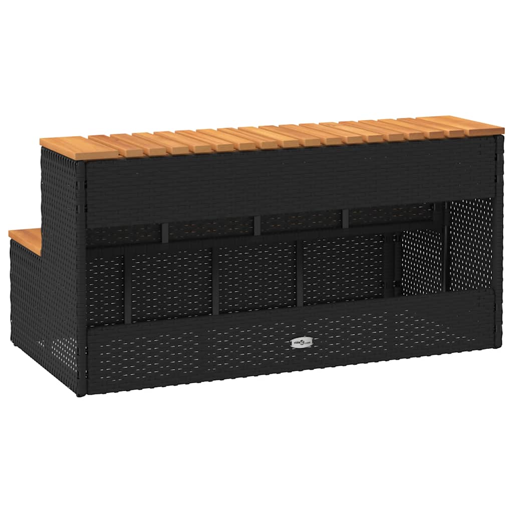 vidaXL Hot Tub Step Black 100x50x50,5 cm Poly Rattan and Solid Acacia