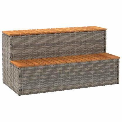 vidaXL Hot Tub Step Grey 100x50x50,5 cm Poly Rattan and Solid Acacia