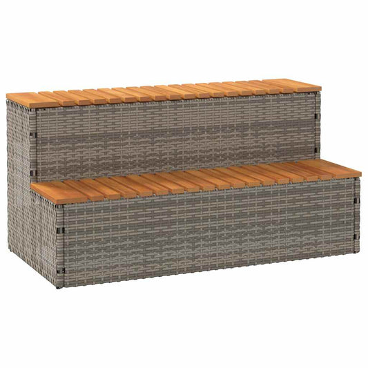 vidaXL Hot Tub Step Grey 100x50x50,5 cm Poly Rattan and Solid Acacia
