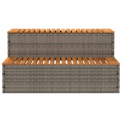 vidaXL Hot Tub Step Grey 100x50x50,5 cm Poly Rattan and Solid Acacia