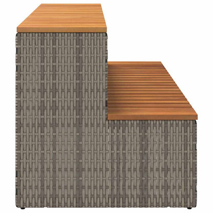 vidaXL Hot Tub Step Grey 100x50x50,5 cm Poly Rattan and Solid Acacia