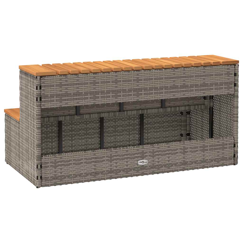 vidaXL Hot Tub Step Grey 100x50x50,5 cm Poly Rattan and Solid Acacia