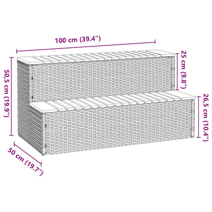 vidaXL Hot Tub Step Grey 100x50x50,5 cm Poly Rattan and Solid Acacia