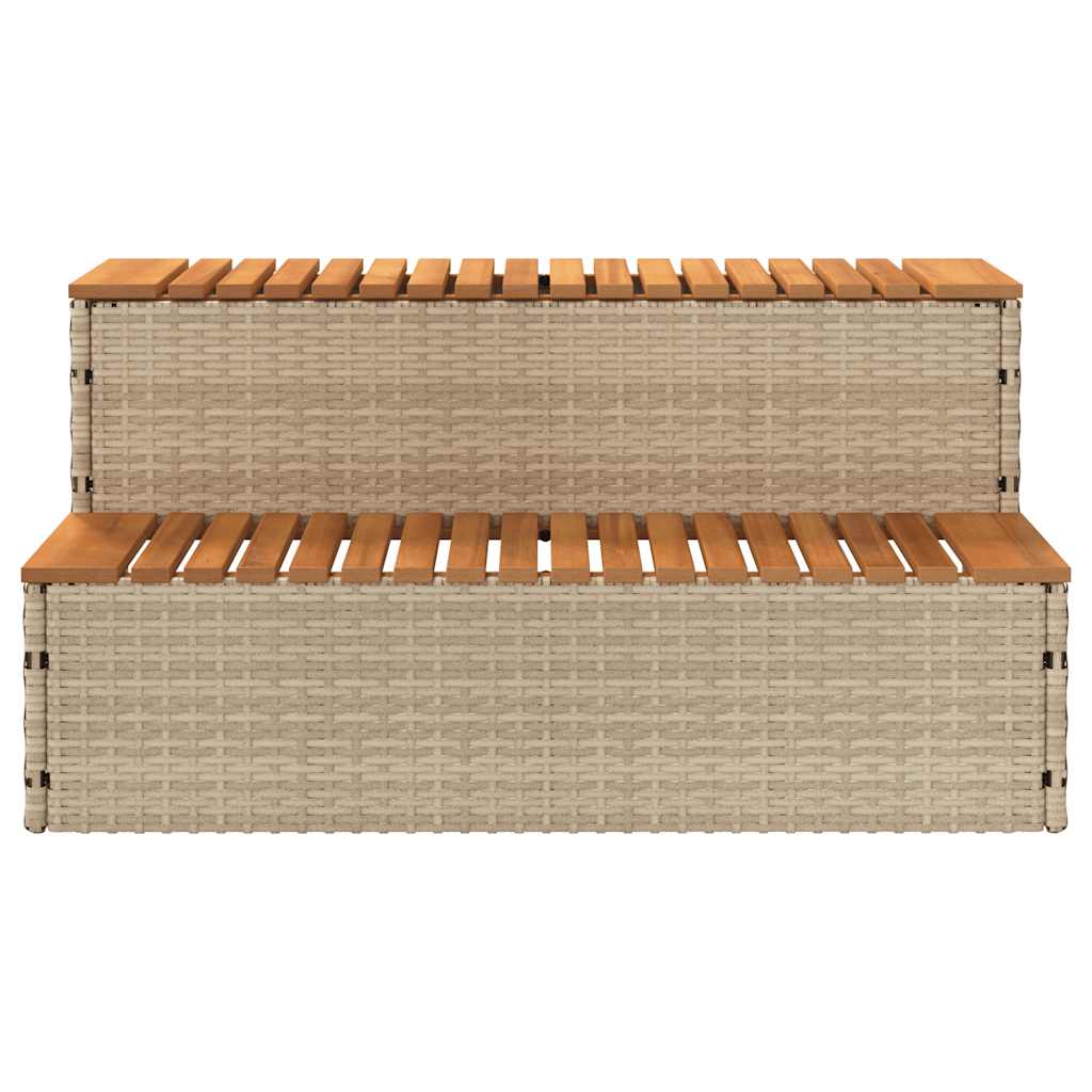 vidaXL Hot Tub Step Beige 100x50x50.5 cm Poly Rattan and Solid Acacia