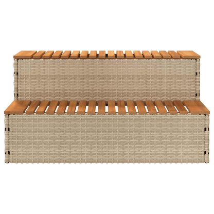 vidaXL Hot Tub Step Beige 100x50x50.5 cm Poly Rattan and Solid Acacia