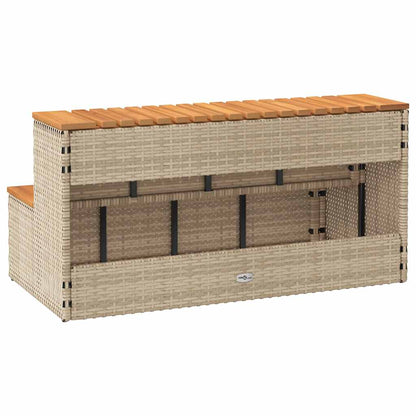 vidaXL Hot Tub Step Beige 100x50x50.5 cm Poly Rattan and Solid Acacia