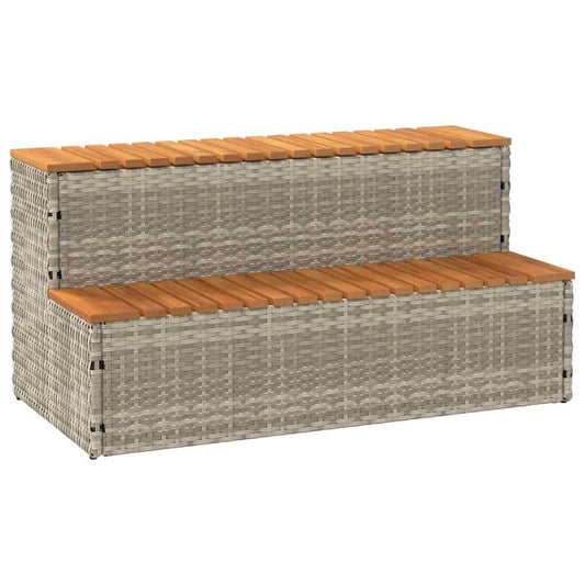 vidaXL Hot Tub Step Light Grey 100x50x50,5 cm Poly Rattan and Solid Acacia