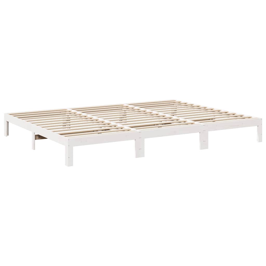 vidaXL Family Bed Frame No Mattress White 270x200 cm Solid Wood Pine