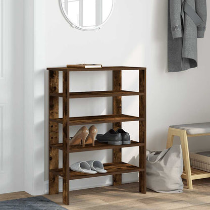 vidaXL Shoe Rack Smoked Oak 61x32x87.5 cm Engineered Wood