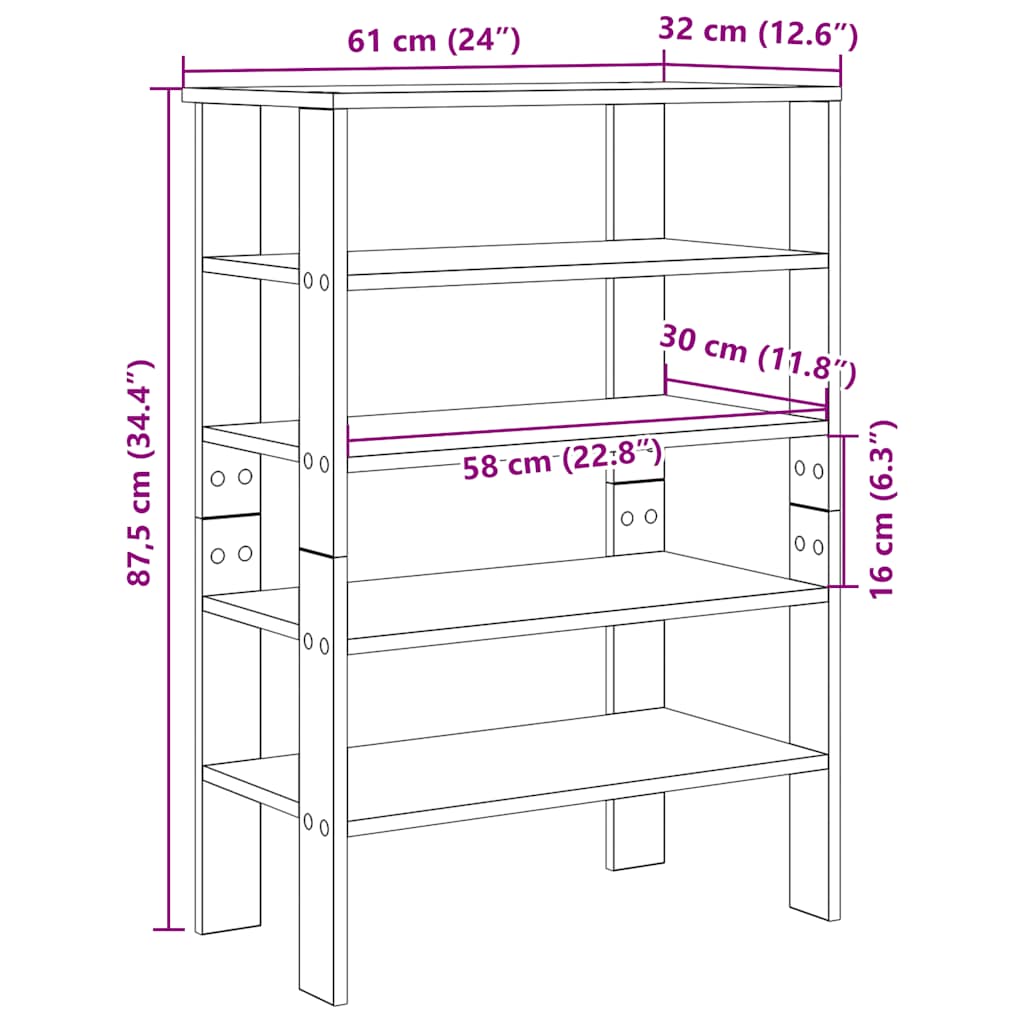 vidaXL Shoe Rack Grey Sonoma 61x32x87.5 cm Engineered Wood