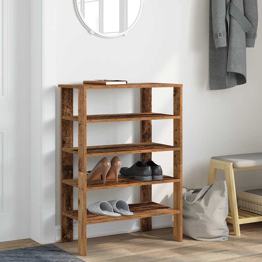 vidaXL Shoe Rack Old Wood 61x32x87.5 cm Engineered Wood