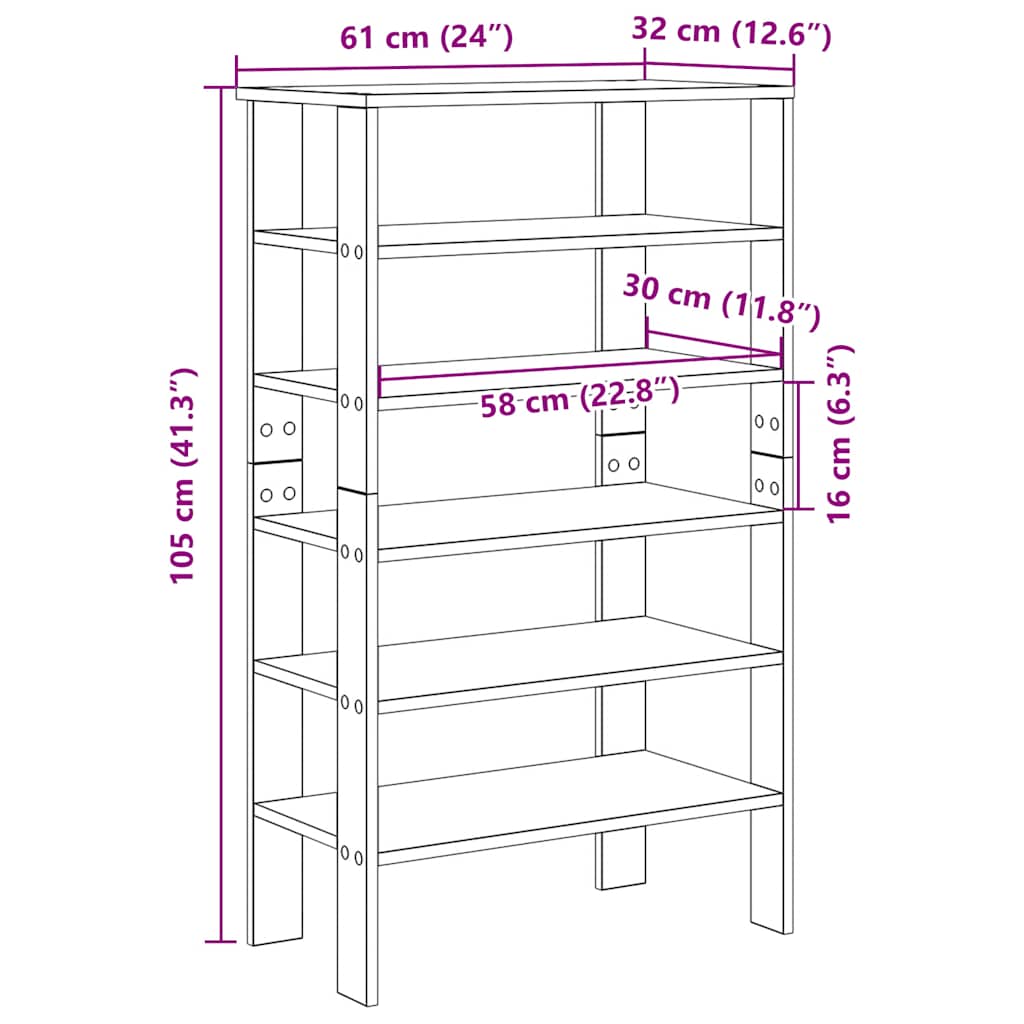 vidaXL Shoe Rack Sonoma Oak 61x32x105 cm Engineered Wood