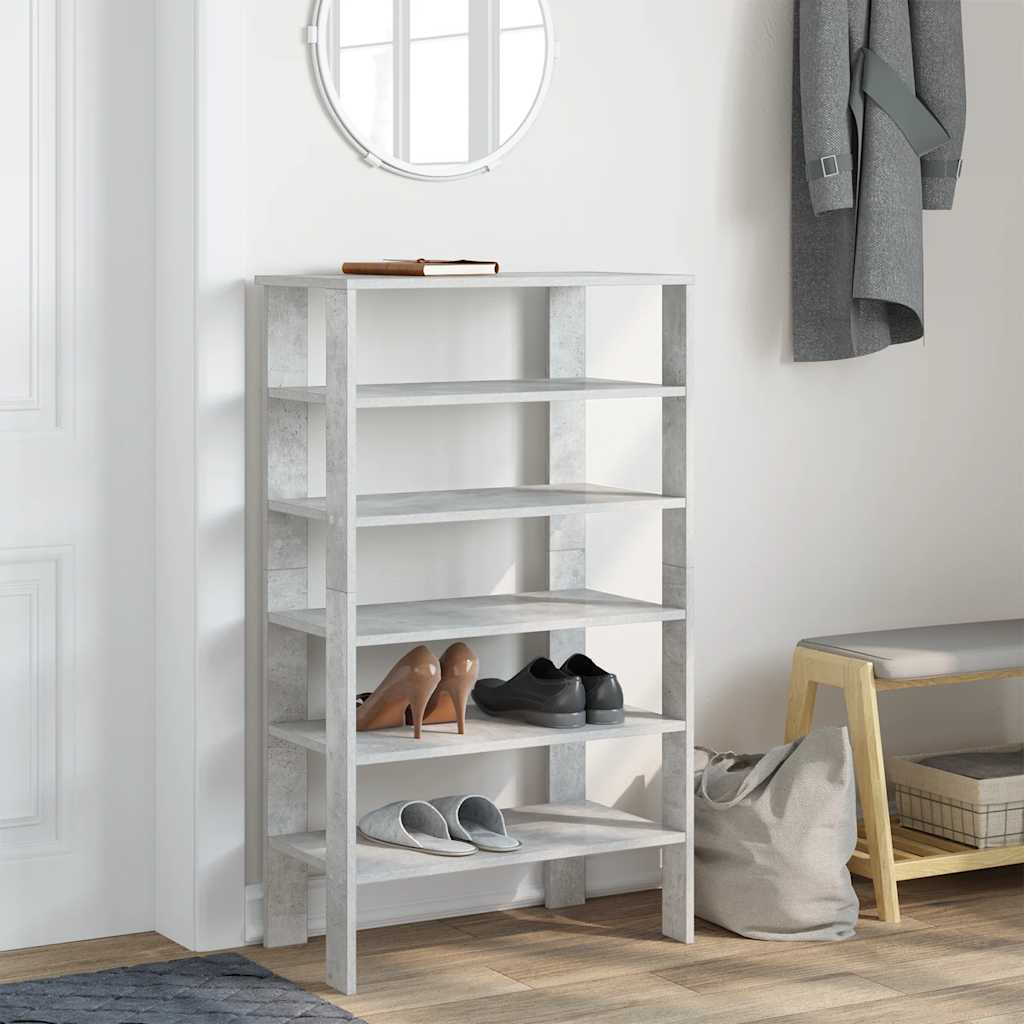 vidaXL Shoe Rack Concrete Oak 61x32x105 cm Engineered Wood