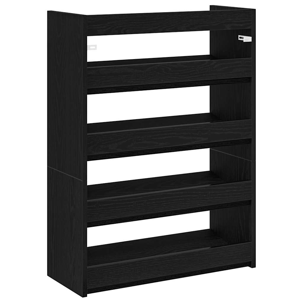 vidaXL Shoe Rack Black 60x25x81 cm Engineered Wood