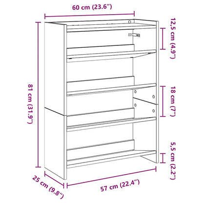 vidaXL Shoe Rack Sonoma Oak 60x25x81 cm Engineered Wood